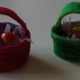 Monday crafts: clay Easter baskets filled with shredded paper and chocolate eggs