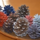 Colourful pinecone decorations