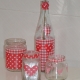 Heart decorated glass jars for Valentine's Day