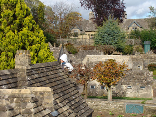 A view of the miniature village rooftops